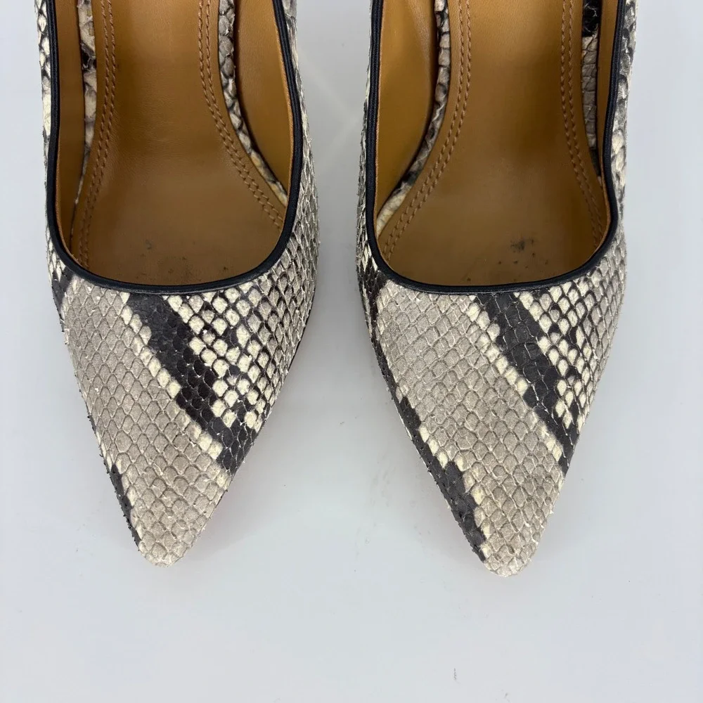 Tory Burch Elana Pointed Toe Pump Roccia Women Size 8 Snakeskin Embossed Leather